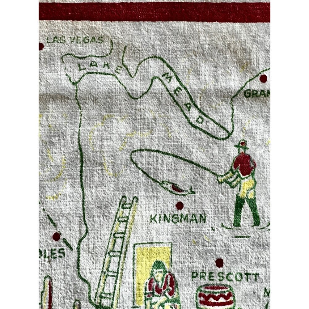 Vintage Arizona Map Tablecloth 39"x30" Cotton Linen Blend Southwest Decor Collec - Picture 8 of 13